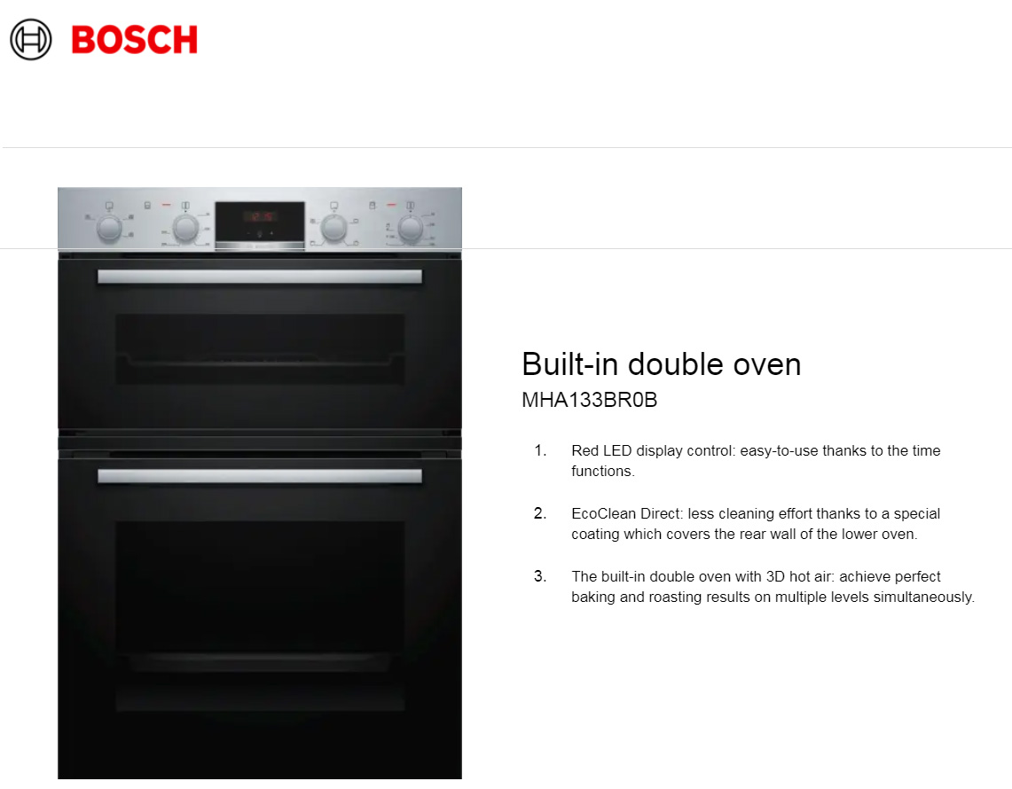 BOSCH MHA133BR0B Electric Builtin Double Oven Stainless Steel
