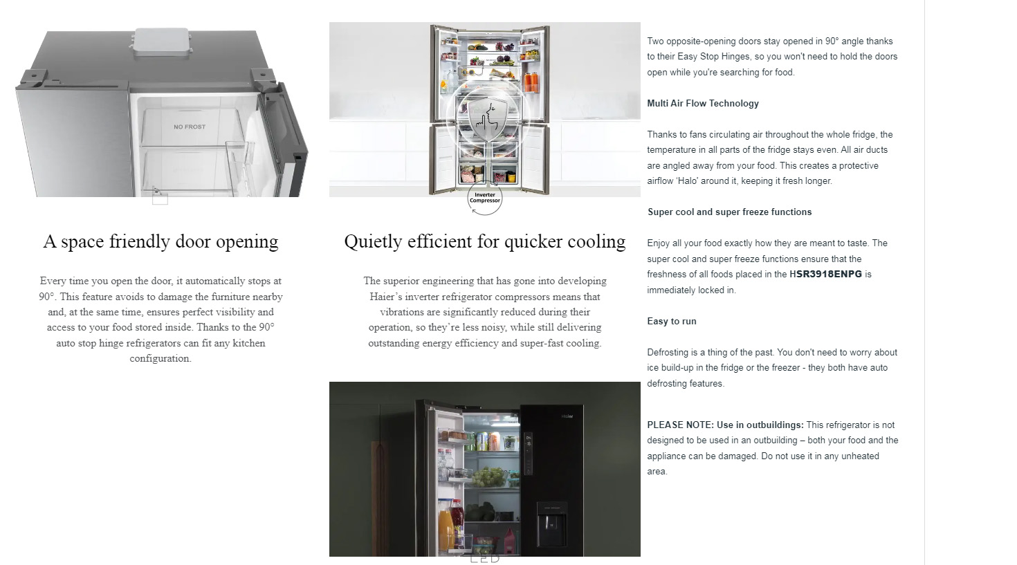 Haier HSR3918ENPG American Freestanding FridgeFreezer Refrigerator